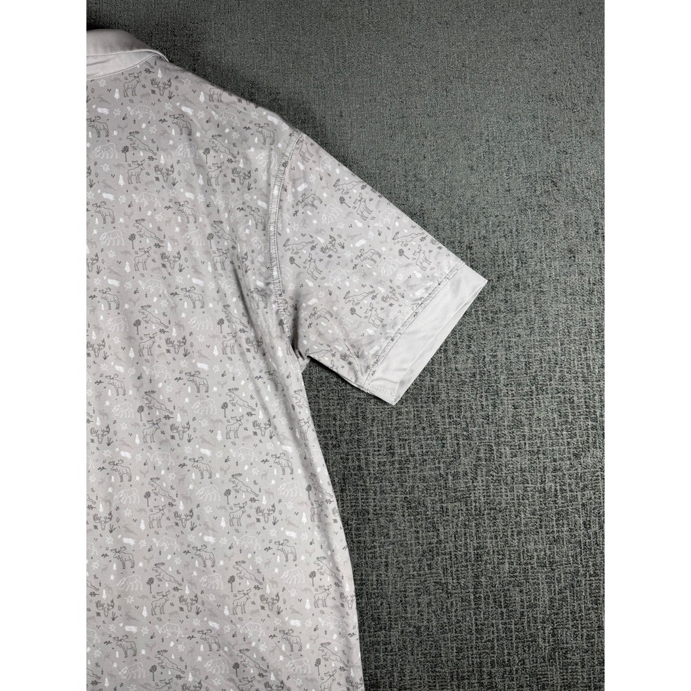 Waggle Mens Golf Polo Shirt Gray Moose Nature Print Performance Stretch Size M - Picture 8 of 11